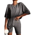 thumbnail image 1 of Camisas extragrandes Ekouaer de punto acanalado Lounge Set, 1 of 5
