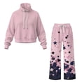 thumbnail image 5 of Yuyamidu Women's Tracksuits Matching Sweatsuit Loungewear Lounge Sets 2 PCS Outfits Spring Fall Winter Drawstring Pullover Sweatshirt Wide Leg Sweatpants Pink Blue Star Tops Bottoms Set, 5 of 7