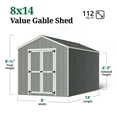 thumbnail image 4 of Little Cottage Co. 8x14 Value Gable Shed with Floor, Outdoor Wood Storage Do-It-Yourself Precut Kit, 4 of 14