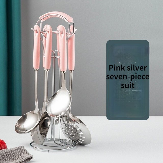 Juego de utensilios de cocina de acero inoxidable de estilo nórdico, mango de cerámica, utensilios de cocina de lujo, accesorios de cocina, 7 Uds. F2 zhangmengya LED