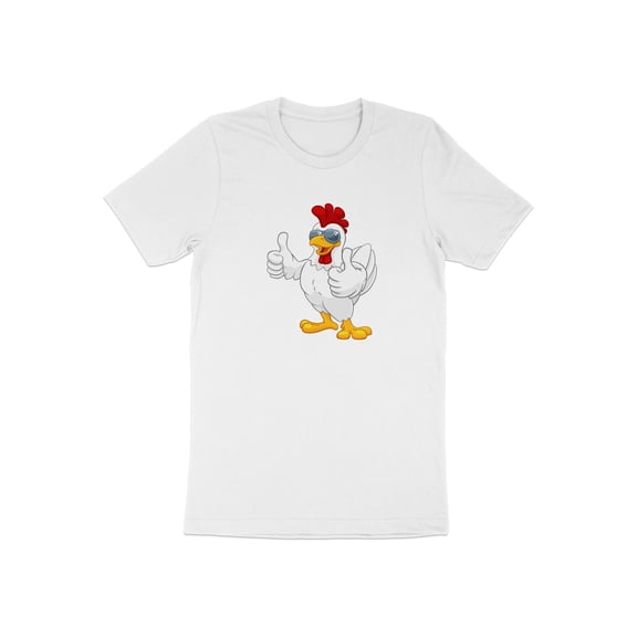 Cool White Chicken Rooster with Sunglasses Thumbs Up Animal T-Shirt Graphic Art Design Chicken Rooster Sunglasses Tees Tshirt