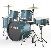 LAGRIMA 22 inch 5 Piece Full Size Complete Adult Drum Set with Adjustable Throne, Stainless Steel Cymbals, Pedal & 2 Drumsticks, Double Layer Oil Skins & Double Braced Hardware, Bright Star Blue