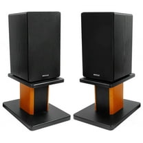 (2) Rockville RockShelf 68B Black 6.5" Home Bookshelf Speakers 8" Wood Stands