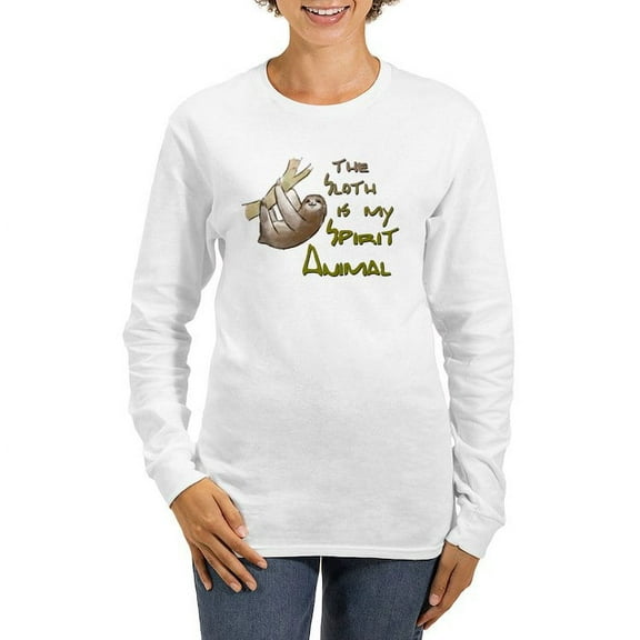 CafePress - The Sloth Is My Spirit Animal Long Sleeve T Shirt - Women's Long Sleeve Graphic Casual T-Shirt