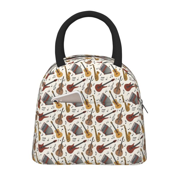Balery Guitar Bolsa de Almuerzo para Mujeres, Caja de Almuerzo, Bolsa de Almuerzo Pequeña Impermeable, Tote de Almuerzo Reutilizable con Gran Capacidad