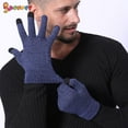 thumbnail image 2 of Spencer Winter Warm Texting Gloves for Women Men, Knit Gloves Touchscreen Anti-Slip Silicone Gel Thermal Soft Lining Elastic Cuff Texting Gloves "Navy,Men", 2 of 7