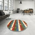 thumbnail image 4 of Ahgly Company Machine Washable Indoor Round Contemporary Brown Red Area Rugs, 5' Round, 4 of 7