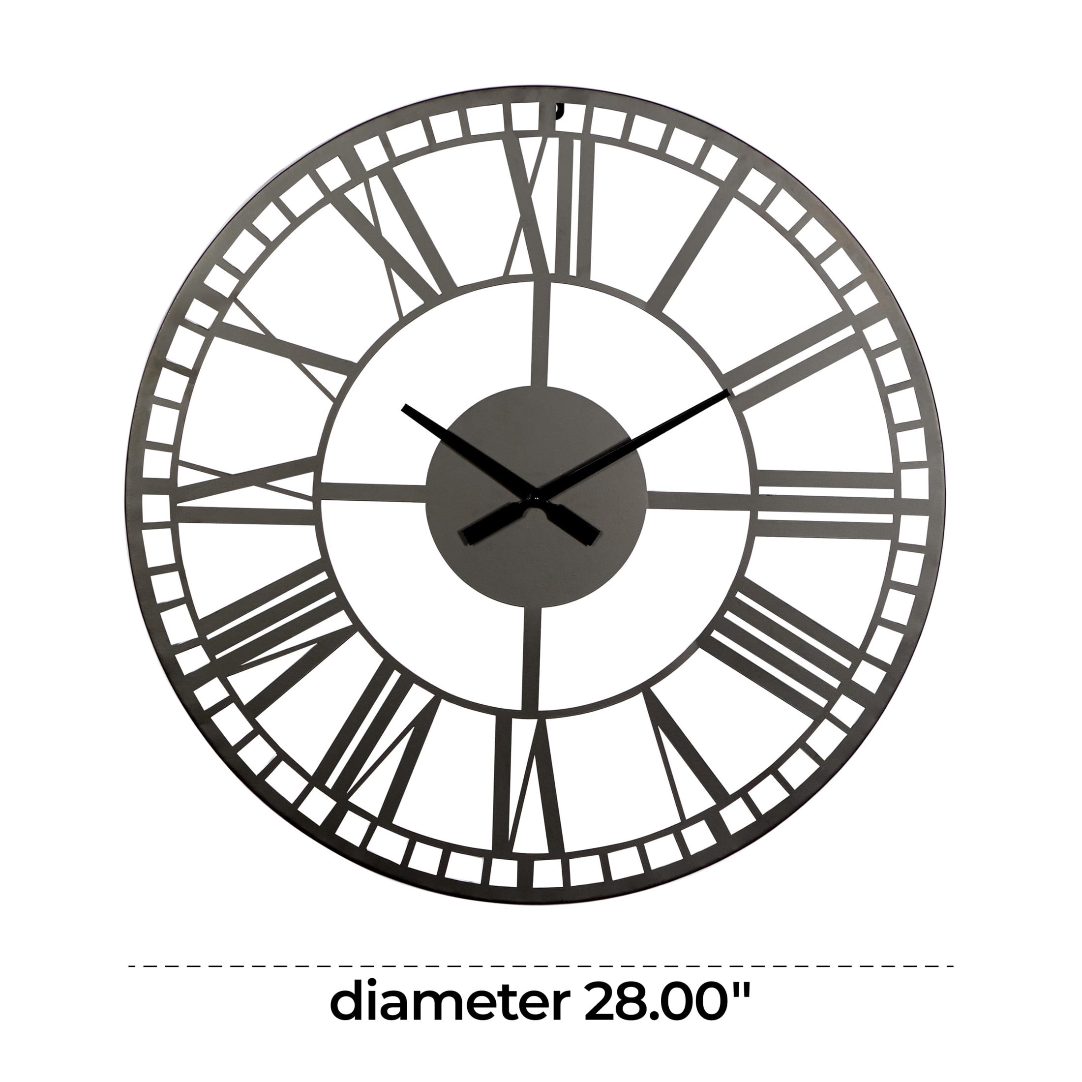 DecMode 28" Dark Gray Metal Open Cutout Frame Wall Clock