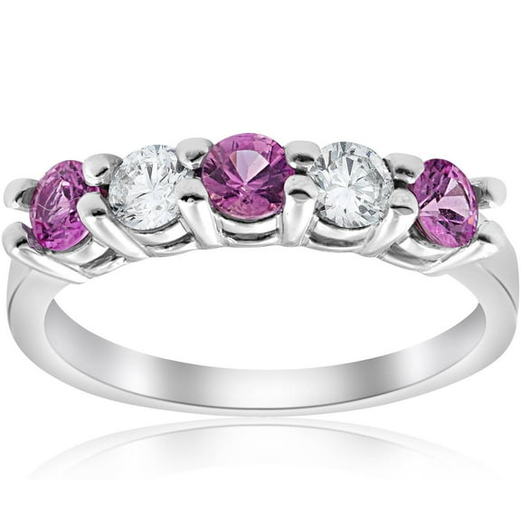 Pompeii 1 ct Pink Sapphire & Diamond Ring 14K White Gold (G/H,SI)