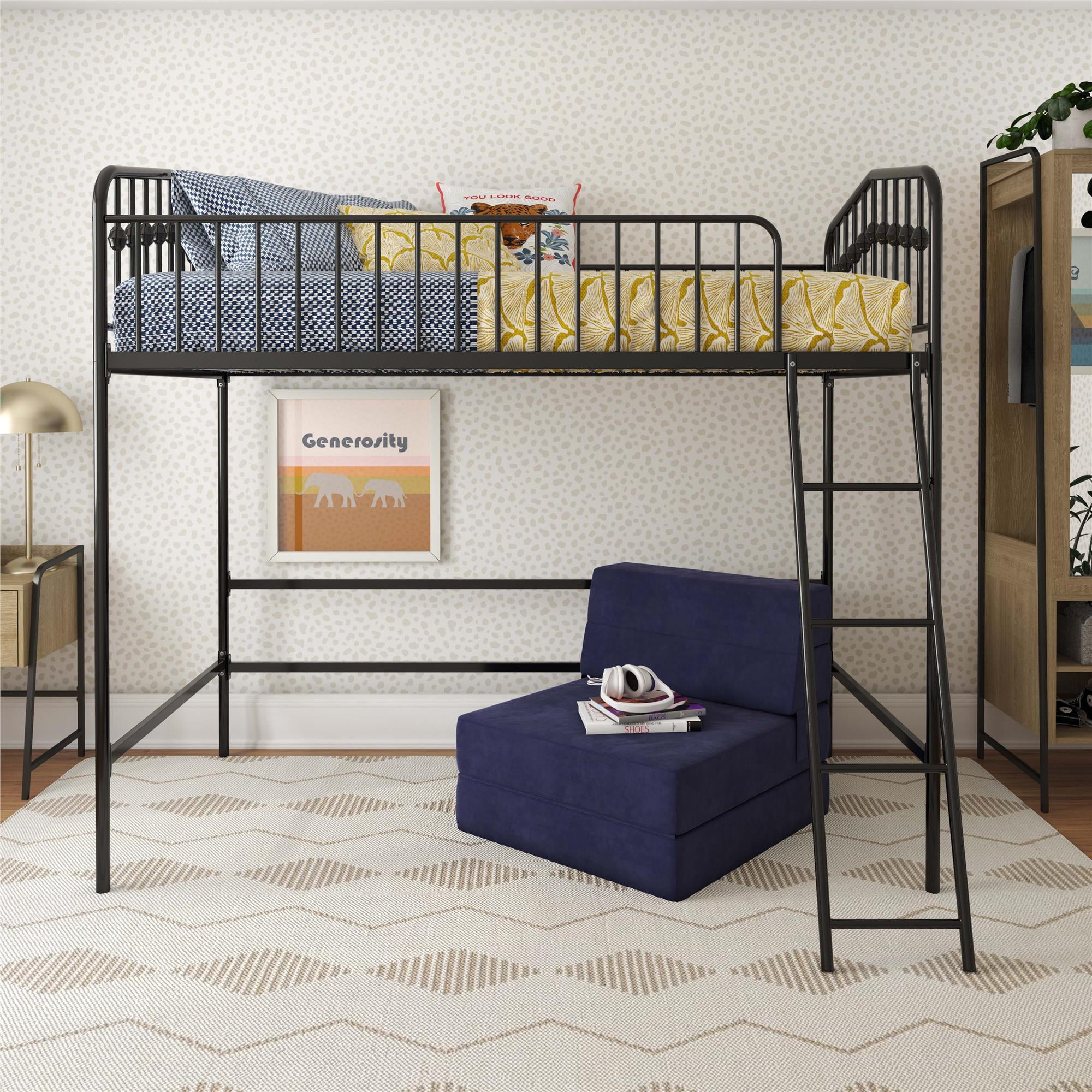 Novogratz Bushwick Metal Twin Loft Bed, Black
