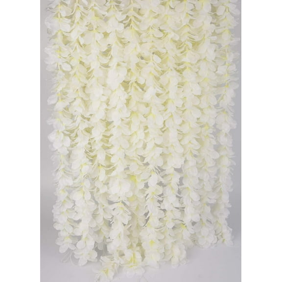 32.8Ft Artificial Silk Wisteria Vine Hanging Flowers Garland Home Outdoor Wedding Arch Garden Wall Decor,Pack of 10 (Off White)