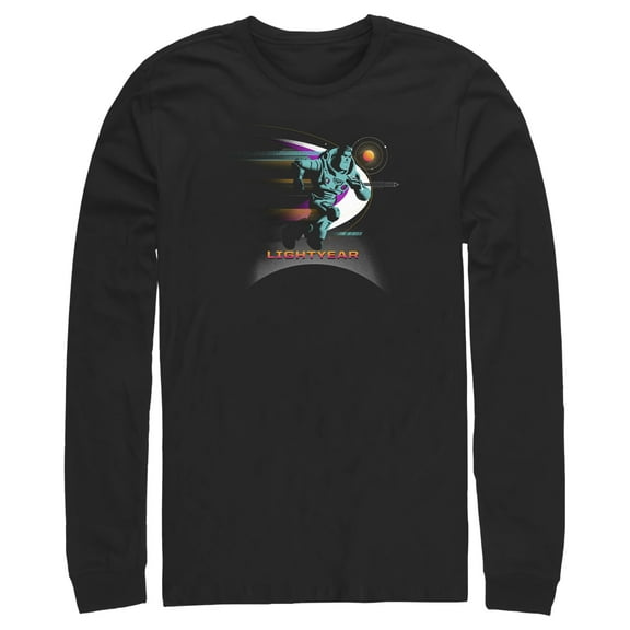 Men's Lightyear Buzz Running Planets Logo  Long Sleeve Shirt Black Small