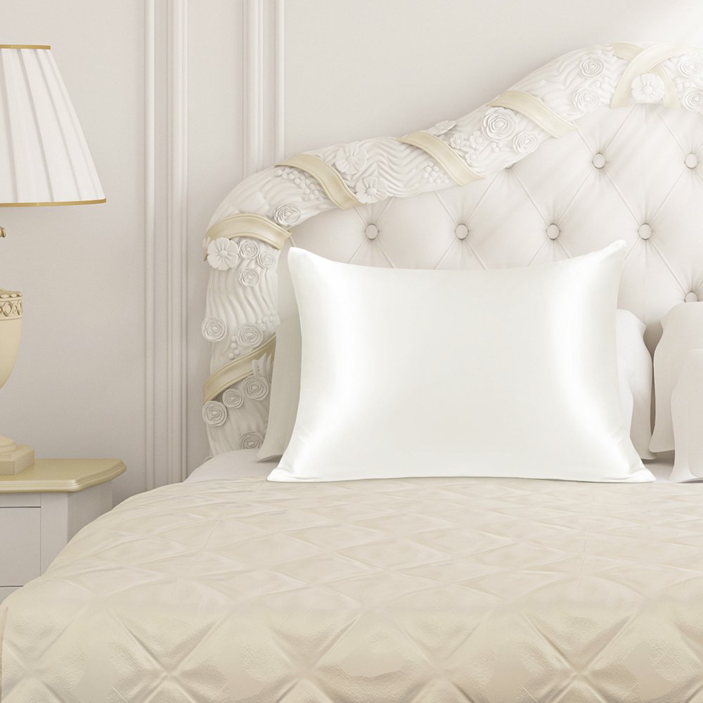 19mm White Silk Pillowcase for Hair Skin Queen/20x30in Pillow Case w