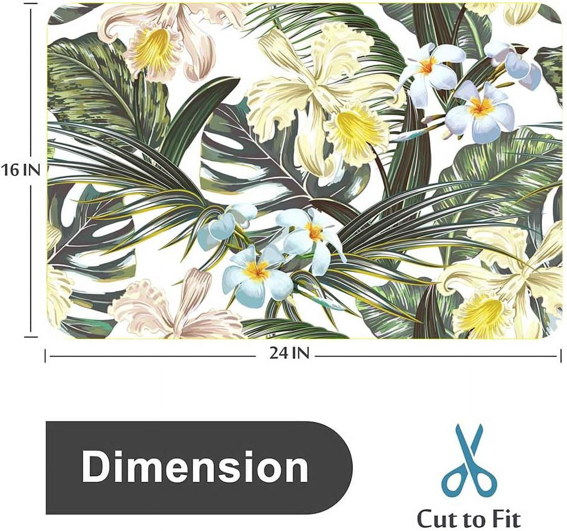 Floral Tropical Pattern Summer Bath Rugs 16x24 Inch Non Slip Bath Mat Quick Dry Super Absorbent Thin Bath Rug Fit Under Door Washable Bath Floor Rugs for Bathroom Bathtub Shower Sink,Multi 3