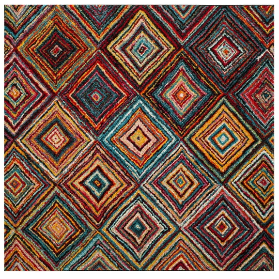 Safavieh Aruba Magdalene Boho Abstract Rug 6'7" Square 8' Square, 6' Square Indoor Living Room, Bedroom, Dining Room Square
