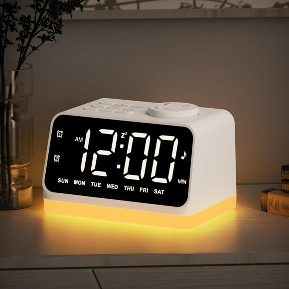 Reloj despertador JALL con radio FM digital para dormitorio, 8 colores, luz nocturna