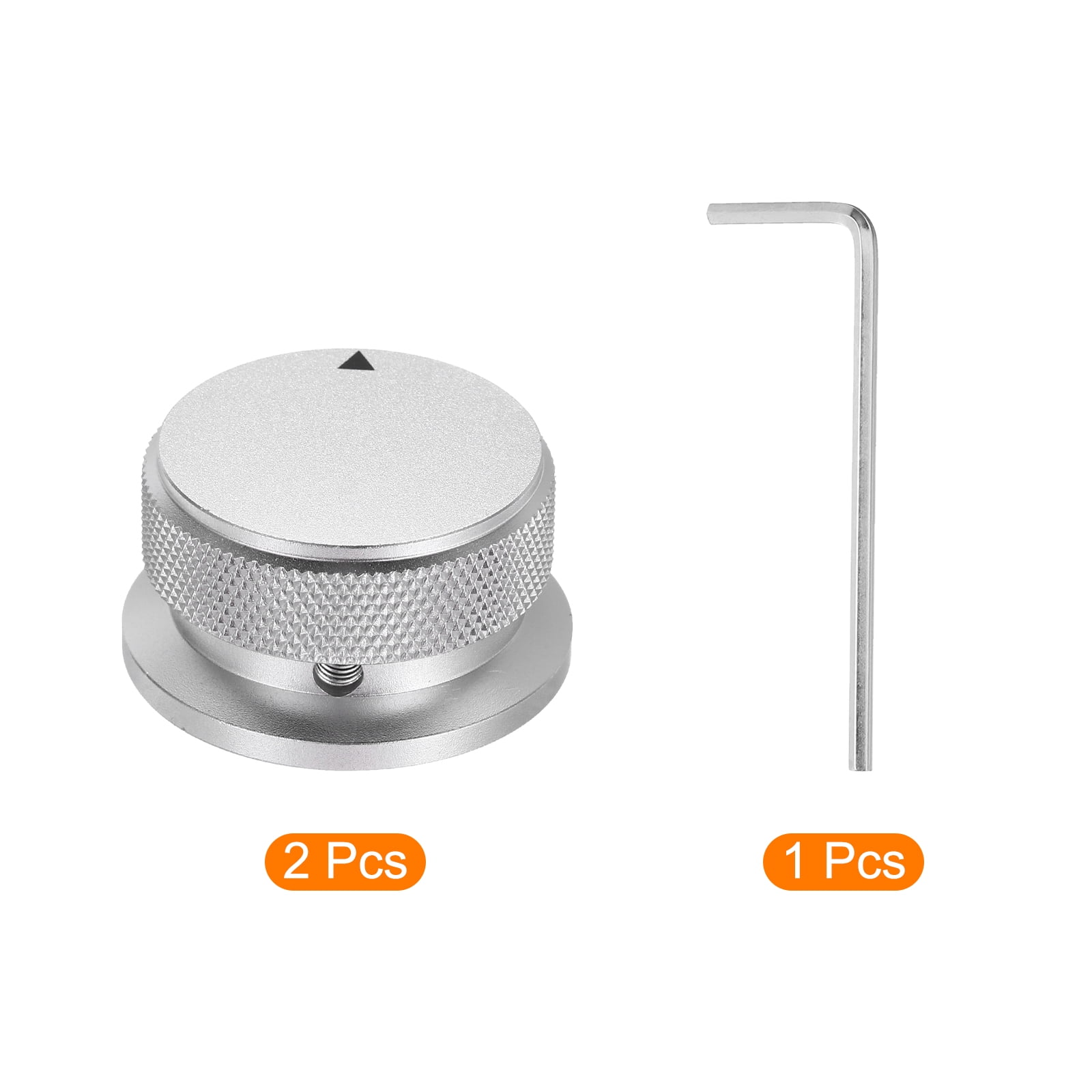 Uxcell 2 Pcs Aluminium Potentiometer Knobs, 1/4" (6mm) Universal Volume Tone Control Knobs with Arrow Indicator for Guitar, Bass, 13/16" Silver