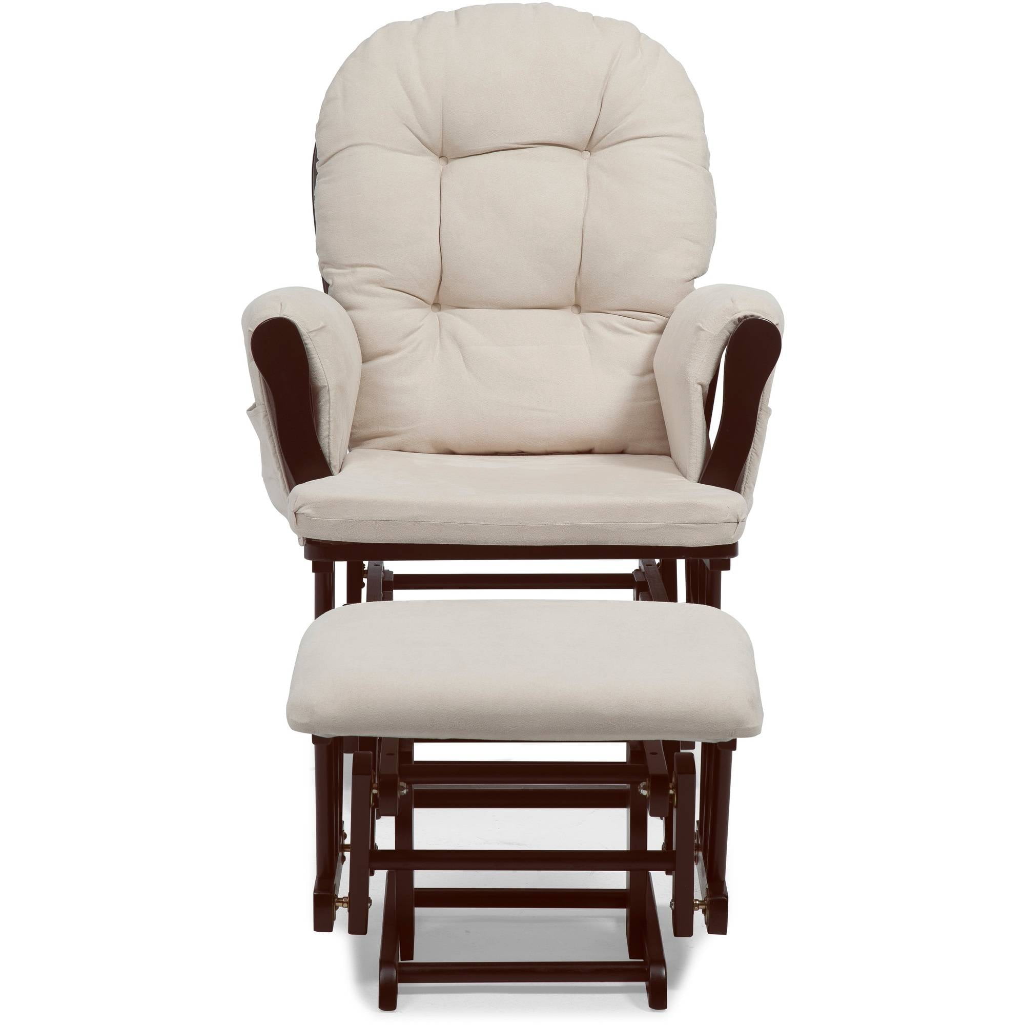 Storkcraft Bowback Glider And Ottoman Espresso With Beige