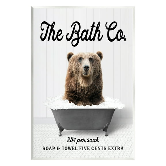 Stupell Industries Vintage Bathroom Bear Animals & Insects Painting Unframed Art Print Wall Art, 10 x 15