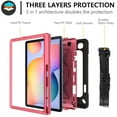 thumbnail image 6 of Dteck Case For Samsung Galaxy Tab S6 Lite 10.4 inch 2020 Model SM-P610 P615, Heavy Duty Rugged 3 Layer Full Body Protection Case Kickstand Cover with Adjustable Shoulder Strap,Black/Rose, 6 of 7