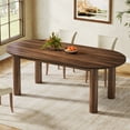 thumbnail image 3 of Tribesigns 63" Oval Dining Table for 6, Walnut Wooden Kitchen Table with Arc-Shaped Edge Top for Dinner Room, Living Room, Easy Assembly (Only Table), 3 of 18