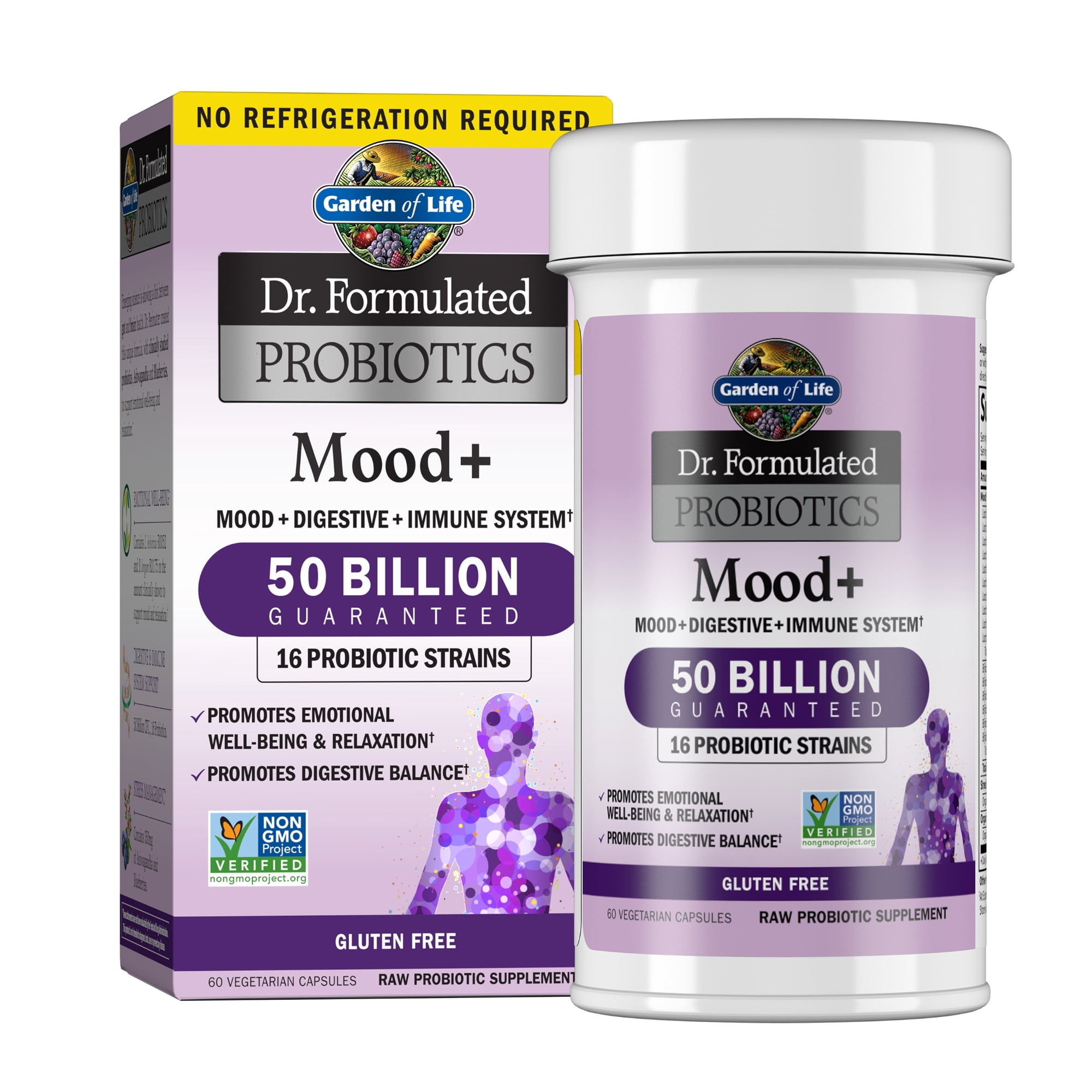 Garden of Life Dr. Formulated Probiotics Mood+, 60 Vegetarian Capsules