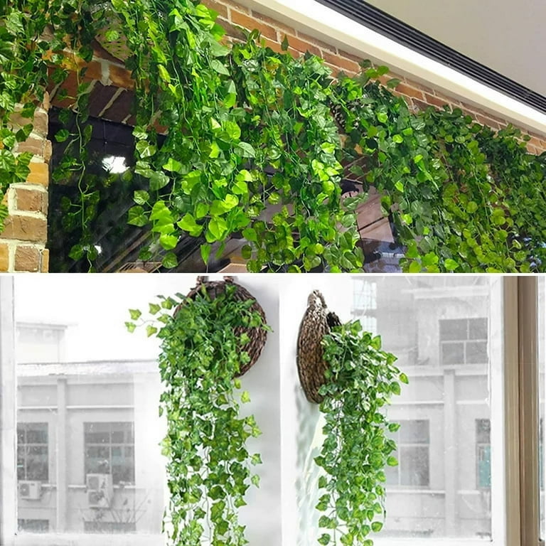 HEVIRGO Artificial Plant Simulated Wide Application Plastic Decorative Ivy  Green Fake Vine Decor for Home Beige Plastic