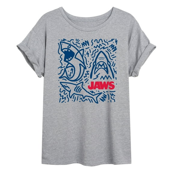 Jaws - Shark Doodles - Juniors Oversized Graphic T-Shirt