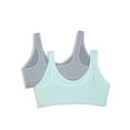 thumbnail image 2 of Hanes Girls' Cozy Seamless Wirefree Pullover Bra 2-Pack Heather Grey/Blue Spearmint XL, 2 of 4