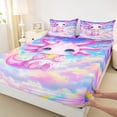 thumbnail image 4 of Erosebridal Cartoon Pink Axolotl Bed Sheets,Colorful Sky Galaxy Starry Night King Sheets 4pcs, 4 of 6