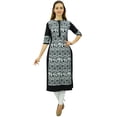 thumbnail image 3 of Phagun Kurta Droite Noire de Designer pour Femme, Manches 3/4, Kurti Décontractée Imprimée-26, 3 of 7