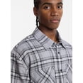 thumbnail image 4 of No Boundaries Textured Plaid Button Front Shirt with Short Sleeves, Men's XS-5XL, 4 of 5