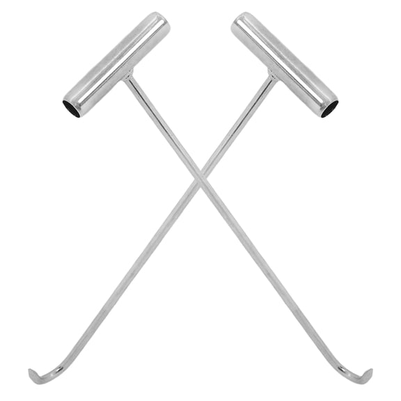 OULII Silver TShape Manhole Cover Lifter Tool Made of Galvanized Iron for Outdoor Use Size 2pcs