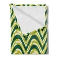 thumbnail image 2 of Abstract Soft Flannel Fleece Blanket, Nature Toned Curvy Stripes and Diagonal Cut Lines Geometric Modern, Cozy Plush for Indoor and Outdoor Use, 60" x 80", Emerald and Yellow Green, by Ambesonne, 2 of 5