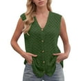 thumbnail image 4 of Posijego Sweater Vest for Women Sleeveless Summer V Neck Button down Shirts Crochet Knit Tank Tops, 4 of 7