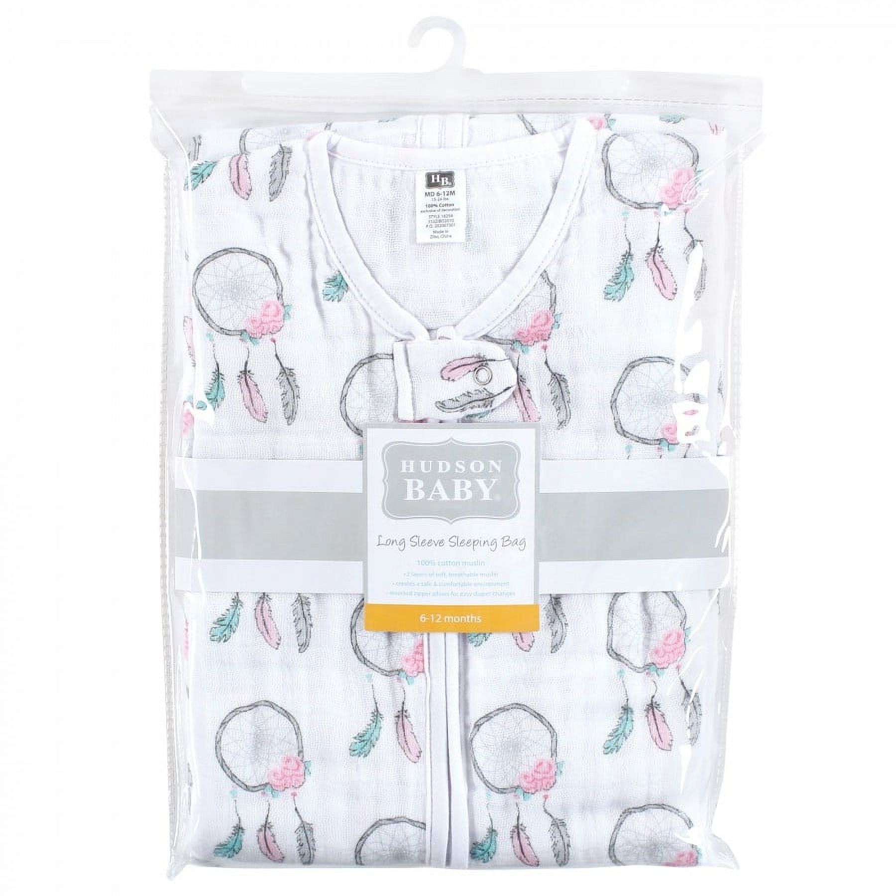 Hudson Baby Infant Girl Long Sleeve Muslin Sleeping Bag, Wearable Blanket, Sleep Sack, Dream Catcher, 18-24 Months