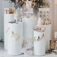 thumbnail image 4 of Mightlink 3Pcs Party Cylinder Pedestal Stand Cover Plinth Pillar Decorative Sleeves Birthday Party Wedding Decor Dessert Base Wrap Cloth Party Planner, 4 of 9
