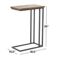 thumbnail image 3 of DecMode 19" x 26" Black Metal C-Shaped Accent Table with Brown Wood Top, 1-Piece, 3 of 12