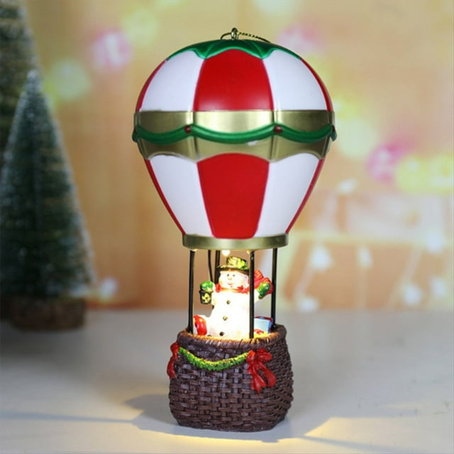 Adornos Navideños Luminosos, Decoración de Resina para el Hogar, Globo Aerostático de Papá , Decoración Navideña en Miniatura C