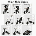thumbnail image 4 of INFANS 9-in-1 Foldable Toddlers Tricycle, Converts Stroller to Balance Bike with Adjustable Push Handle, Canopy & Backrest, Pedal Conversion, Retractable Rear Wheels for 1-6 Years, 4 of 9