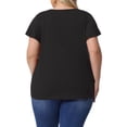 thumbnail image 3 of Blusas de verano casuales de mujer Agnes Orinda en talla grande, con flores, volantes, plisadas y cuello en V, manga corta, 4X, color negro, 3 of 6