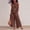 T7-Brown, variant on Women's Cotton Linen 2 Piece Sets Sleeveless Ruffle Top and Wide Leg Pants Sets with Pockets Elastic High Waisted Outfits 2026 Boho Casual Summer Travel Vacation Trendy Loungewear,Brown 2XL