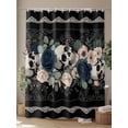 thumbnail image 4 of Fsddascl Halloween Shower Curtain Set - Long 72" x 84" Washable Bathtub Curtain with 12 Hooks, Boho Horror Skull Flower Leaf Black Waterproof Fabric Stall Shower Curtains for Bathroom/Bathtub Décor, 4 of 6