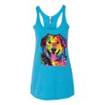 thumbnail image 3 of Smiling Dog | Colorful Neon Golden Retreiver | Dean Russo Art Animal Lover Tri-Blend Racerback Tank Top, Vintage Turquoise, X-Large, 3 of 6
