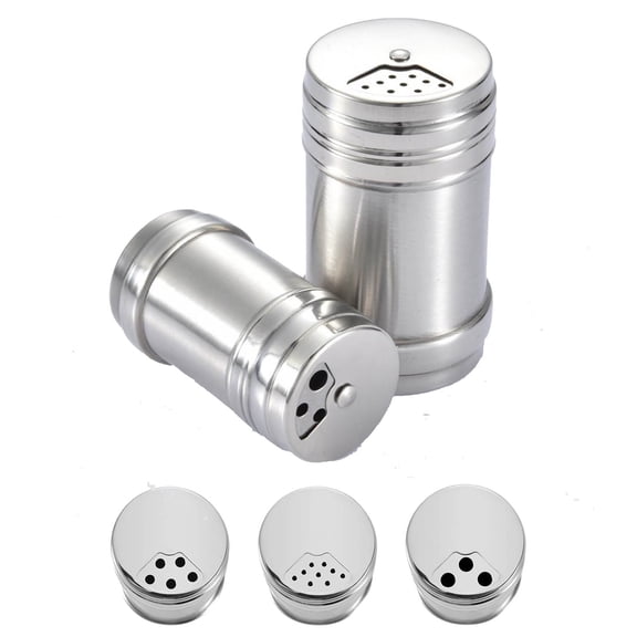 LHNFT 2 Pcs Stainless Steel Seasoning Canister Rotatable Adjustable Spice Shaker for Salt Sugar Pepper Kitchen Castor Heat Resistant Safety, Outdoor BBQ Essetials