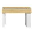 thumbnail image 3 of U_Style-CA Modern Counter Height Table with Foldable Top, Marble-Pattern Surface, 2-Door Storage Cabinet, Adjustable Shelf, Side Hooks & Aluminum Handles, for Dining Room (Chairs Not Included), 3 of 4