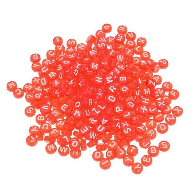 400pcs Acrylic Beads Accessories Red English Letter Beads DIY Accessories Beads Random Color and Pattern)