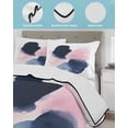 thumbnail image 4 of Quilts Queen Size, Navy Blue Pink Art Soft Comforter Bedding Set for Bed, Abstract Geometric Luxury Lightweight Quilted Bedspread with Pillow Cover(2 Pieces) for All Season, 90x96 Inch, 4 of 6
