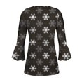 thumbnail image 5 of Timegard Plus Size Tops for Women Notched V Neck Button Christmas Day Print Ruffle 3/4 Sleeve Tunic Tops, 5 of 5
