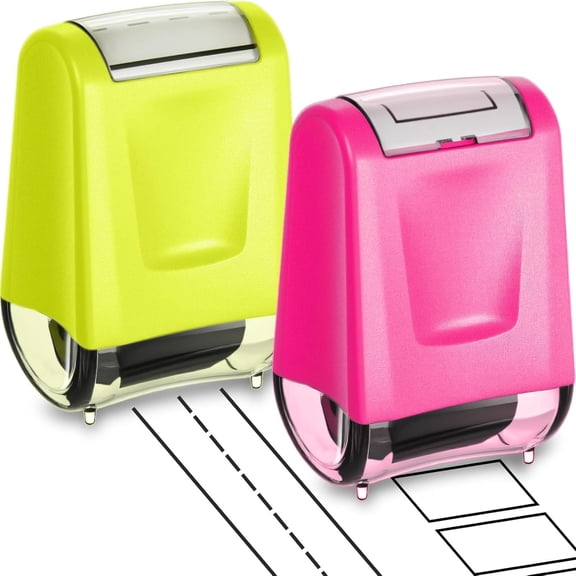 CCOCC 2 Pcs Teacher Stamps Square Grids & Dashed Lines Refillable Self Ink Writing Practice Roller Stamp for Handwriting Math Fractions Classroom Home Office School Teacher Supplies